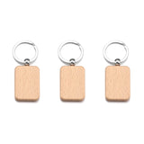 2Pcs 6 Styles Mixed Blank Wooden Keychain Rectangular Round Heart Shape Wood Key Chain Key Ring V198