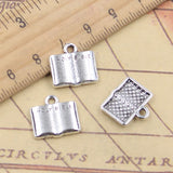 Colgantes de plata tibetana para fabricación de joyas, abalorios de 20 piezas, libro de la Santa Biblia, joyería antigua, artesanía hecha a mano, 15x15mm