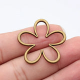 10pcs 34x33mm 3 Colors Antique Bronze Color Antique Silver Color Antique Gold Color Hollow Flowers Charms