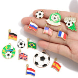 5pcs flag Football Soccer Charm Jewelry Accessories Diy Making Necklace Earring Pendant Craft Supplies Gold Plated W481