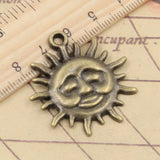 Colgantes de Color bronce y plata tibetano, 5 piezas, cara sunburst, 36x33mm, fabricación de joyas antiguas, artesanía hecha a mano