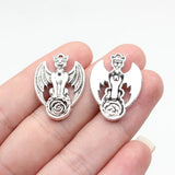 10pcs 27x19mm 2 Colors Antique Bronze Color Antique Silver Color Bat Demon Flower Charms For DIY Jewelry Making