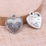 20pcs 17x16mm 2 Colors Antique Bronze Color Antique Silver Color Heart Charms For DIY Jewelry Making
