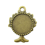 2pcs Fit 30mm Antique Bronze Color Round Tree Style Cameo Cabochon Base Setting For DIY Jewelry Making Jewelry Findings
