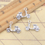 20 piezas dijes para motocicleta, 14x18mm, colgantes de Color plata antigua, fabricación de joyería tibetana hecha a mano DIY