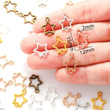 40pcs 6Color Double hole star Charms For Bracelet Earring necklace Pendants DIY Handmade Jewelry Accessories Making 15*12mm L343