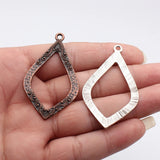 4pcs 60x35mm 2 Colors Openwork Marquise-Shaped Carved Hammered Earrings Pendant