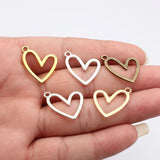 20pcs 22x20mm 5 Colors Geometric Openwork Heart Charms For DIY Jewelry Making