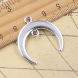 10 Uds. De dijes con eslabones de Luna, 28x28mm, colgantes de Color plata antigua, fabricación de joyería tibetana hecha a mano DIY
