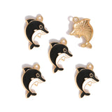 10pcs 15*20mm 6 colors Enamel Alloy dolphin Charm Earring Pendant DIY Keychain Necklace Jewelry Accessories W474