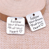 5pcs 19x19mm 3 Colors Follow Your Dreams Trust Your Heart Charms For DIY Jewelry Making