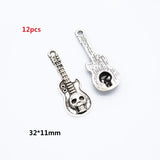 Zinc alloy 10-30pcs Multiple styles Antique Silver plated musical instrument Charms for bracelet necklace DIY jewelry Pendant