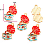 10pcs Vintage Enamel Cup Phonograph Bicycle Charms For Jewelry Making Handmade DIY Necklaces Pendants Bracelets Accessories W404