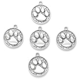 10pcs 5 Color circular Dog footprints Charm DIY Key Chain Bracelet Necklace Pendant  Jewelry Handmade Accessories 22*19mm D9336