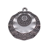6pcs 28x26mm 2 Colors Antique Bronze Color Antique Silver Color Multi-Layered Patterned Uneven Round Pendant
