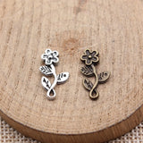 40pcs 18x9.6mm 2 Colors Antique Bronze Color Antique Silver Color Small Flower Charms For DIY Jewelry Making
