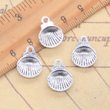 20 piezas dijes concha de mar 15x12mm colgantes de Color plata antigua para hacer joyería tibetana hecha a mano DIY