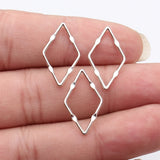 40pcs 30x20mm Kc Gold Color Rhodium Color Embossed Openwork Rhombus Geometric Charms For DIY Jewelry Making
