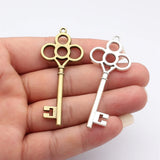 4pcs 28x67mm 2 Colors Antique Bronze Color Antique Silver Color Key Charms For DIY Jewelry Making