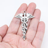 5pcs 53x37mm 2 Colors Antique Silver Color Antique Gold Color Medical Scepter Charms For DIY Jewelry Making