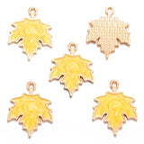 10Pcs Enamel Autumn Maple Leaf Charms Alloy for Earrings necklaces Pendants DIY Jewelry Making Findings Crafting 19*24mm W399