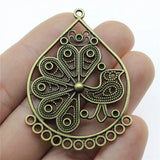 2 conectores para pendientes de color bronce antiguo de 55 x 38 mm para hacer joyas hechas a mano.