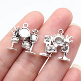 10pcs 21x20mm Antique Silver Color Musical Instruments Drum Charms For DIY Jewelry Making