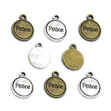 10pcs Antique silver color Metal Alloy Round Peace Alphabet English Charms Pendants Diy Jewelry Accessories 17*13mm S224