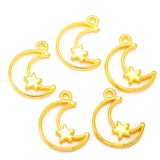 25pcs 5 colors alloy Hollow moon Charm Star Pendant For DIY Necklace Bracelet Earrings Jewelry Crafts Making Accessories