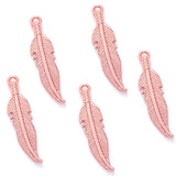 30 pcs 7 colors Feather Charms for Earring necklace Metal Pendant Fit bracelet necklace earring Jewelry making 27*6mm D320