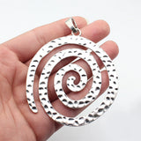 1pcs 98x79mm 2 Colors Antique Silver Color Antique Gold Color Large Hammered Swirl Pendant For DIY Jewelry Making