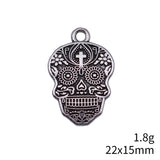10pcs 22x15mm 2 Colors Antique Silver Color Antique Gold Color Cross-Patterned Skull Charms For DIY Jewelry Making