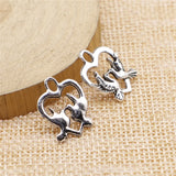 20pcs 18x14mm 2 Colors Antique Bronze Color Antique Silver Color Birds Heart Charms For DIY Jewelry Making