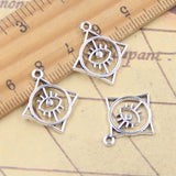 20 piezas dijes de ojo redondo cuadrado 20x18mm colgantes de Color plata antigua para hacer joyería tibetana hecha a mano DIY