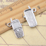 10 Uds. Colgantes para teléfono móvil, 24x15mm, colgantes de Color plata antigua, fabricación de joyería tibetana hecha a mano DIY