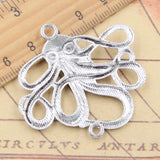 Colgantes de pulpo de Color plateado tibetano, fabricación de joyas antiguas, manualidades hechas a mano, 44x48mm, 5 piezas