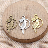 20pcs 29x15mm 3 Colors Antique Bronze Color Antique Silver Color Antique Gold Color Double-Sided Flower And Bird Charms