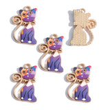 5Pcs Alloy Drip Oil Cat Enamel Pendant 22 * 14mm DIY Necklace Earrings Bracelet Pendant Jewelry Making Accessories W631