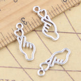30 Uds. De dijes de mano, corazón, gesto de Palma, 22x8mm, colgantes de Color plata tibetana, fabricación de joyería antigua, artesanía hecha a mano DIY