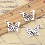 20 piezas dijes de mariposa 15x20mm colgantes de Color plata antigua para hacer joyería tibetana hecha a mano DIY