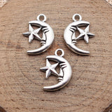 20pcs 18x13mm 2 Colors Antique Silver Color Antique Gold Color Moon And Star Charms For DIY Jewelry Making