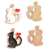 10pcs 17 styles animal Enamel Alloy cat Charm Earring Pendant DIY Keychain Necklace Jewelry Accessories W478