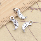 20 piezas dijes Lovley Moon Face 14x7mm colgantes de Color plata antigua DIY hacer joyería tibetana hecha a mano