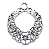 5pcs 30x25mm 2 Colors Antique Silver Color Antique Gold Color Hollow Flower Wreath Charms For DIY Jewelry Making