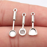 40pcs 19x6.7mm/18x5.5mm/23x5.7mm Antique Silver Color Spatula Charms For DIY Jewelry Making