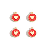 10pcs 3 styles Enamel heart-shaped Charm for Earring Keychain Necklace Pendant DIY Jewelry Accessories 14*12mm W489