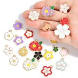 10pcs various styles Enamel Alloy flower Charm Earring Pendant DIY Keychain Necklace Jewelry Accessories W494