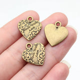 10pcs 19x17mm 2 Colors Antique Bronze Color Antique Silver Color Made With Love Heart Charms For DIY Jewelry Making