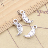 20 piezas dijes Lovley Moon Face 14x7mm colgantes de Color plata antigua DIY hacer joyería tibetana hecha a mano
