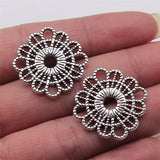 3pcs 23x23mm 2 Colors Antique Bronze Color Antique Silver Color Flower Charms For DIY Jewelry Making